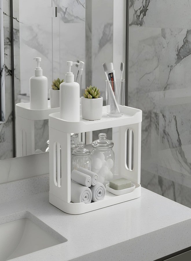 Hian 2-Layer Storage Rack | 27.3 x 15 x 19 cm, White,Pack of 1 | PP Plastic,Detachable Design | Saves Space & Keeps Essentials Within Reach | Ideal for Office,Kitchen,Bathroom,Vanity Accessories - Image 5